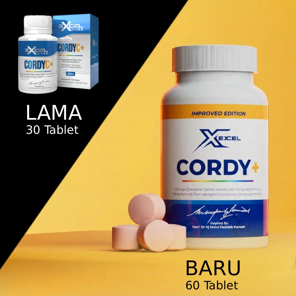 Perbandingan Botol Lama CordyC+ 30 Tablet vs Botol Baru Cordy+ Improved Edition 60 Tablet